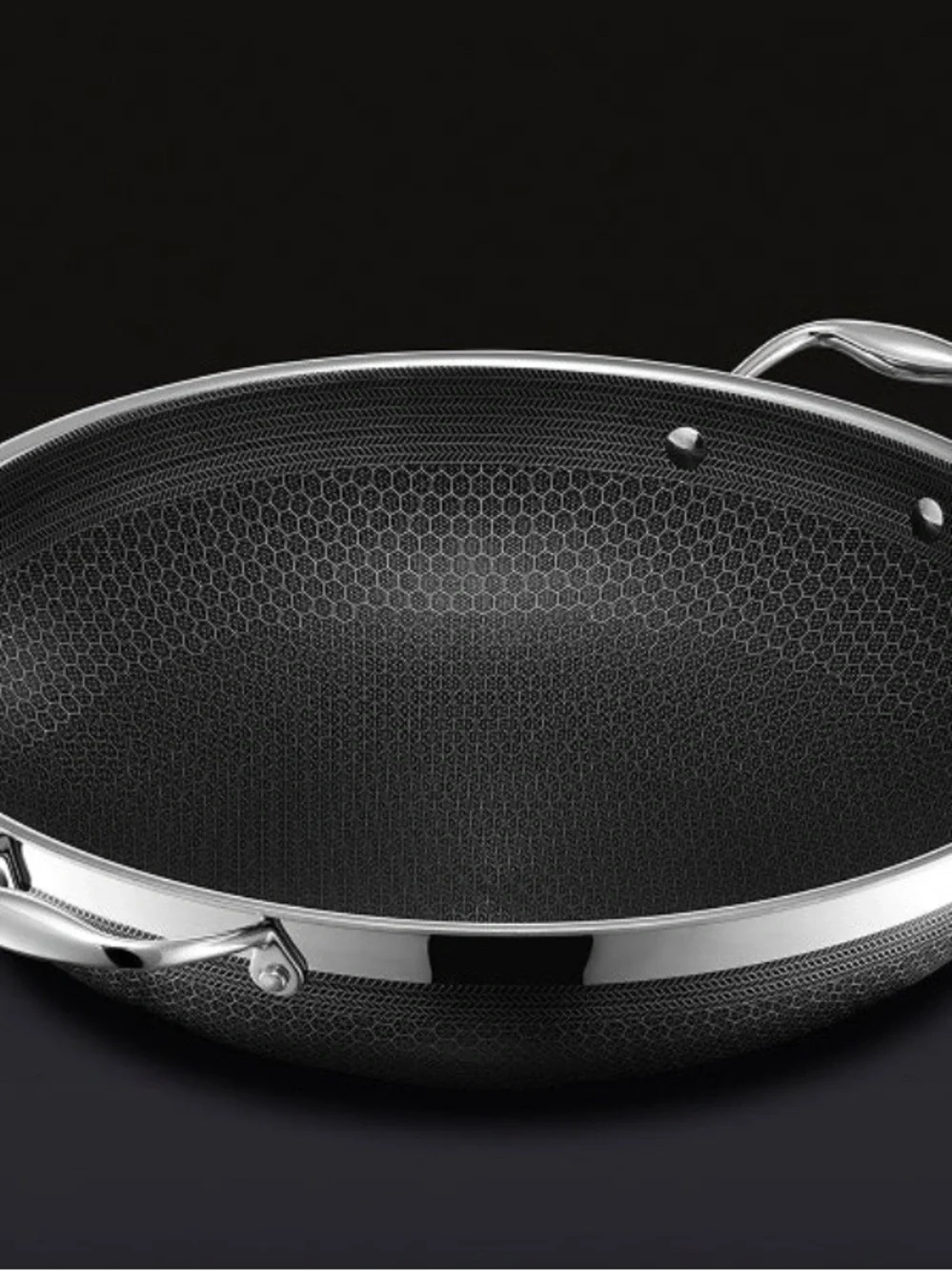 HexClad Stainless Steel Nonstick Wok with Lid - Silver